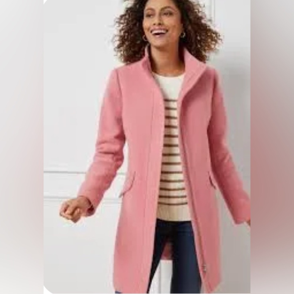 Talbots Petite Rose Wool Zip-Up Peacoat Jacket